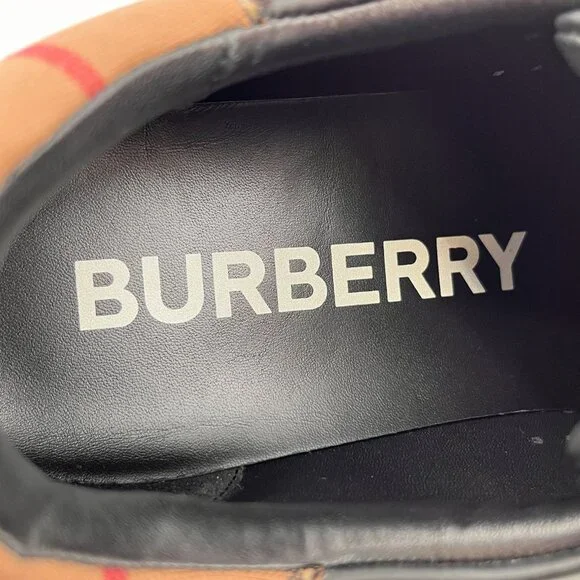 Burberry Men's Robin Vintage Check Panel Leather Low-Top Sneakers US10